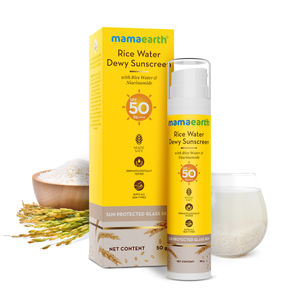 Mamaearth Rice Water Dewy Sunscreen with Rice Water & Niacinamide| Gives SPF50 & PA++++ Protection | For Glass Skin Glow | Evens Skin Tone | UVA & UVB Protection | No White Cast...