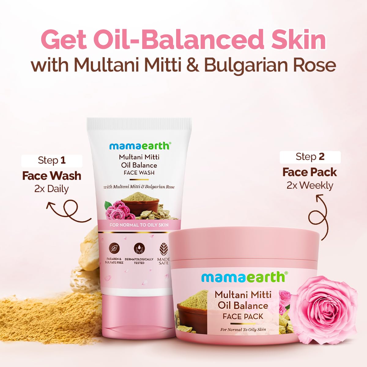 Multani Mitti Oil Balance Face Pack with Multani Mitti & Bulgarian Rose for Normal to Oily Skin 200g - Image 7