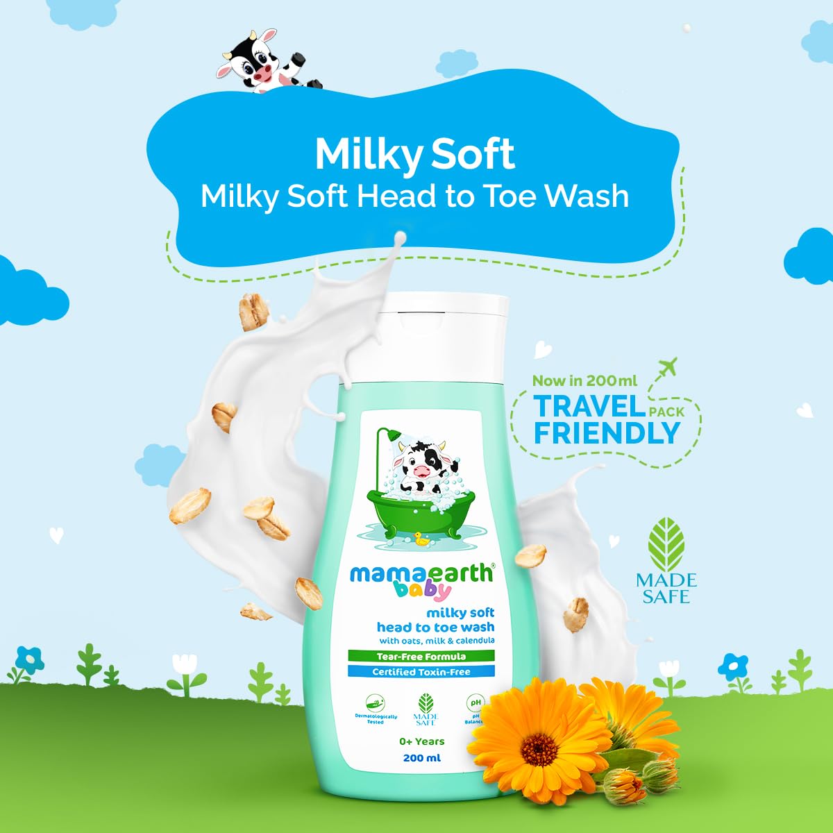 Milky Soft Head to Toe Wash With Oats, Milk, and Calendula for Babies- 200 ml - Image 2