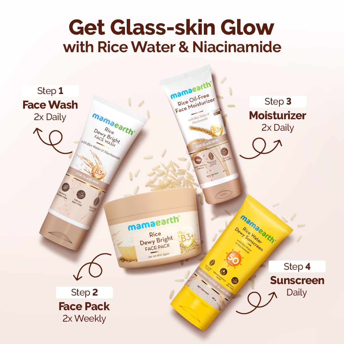 Rice Dewy Bright Face Pack with Rice Water & Niacinamide For Glass Skin 200g - Image 7