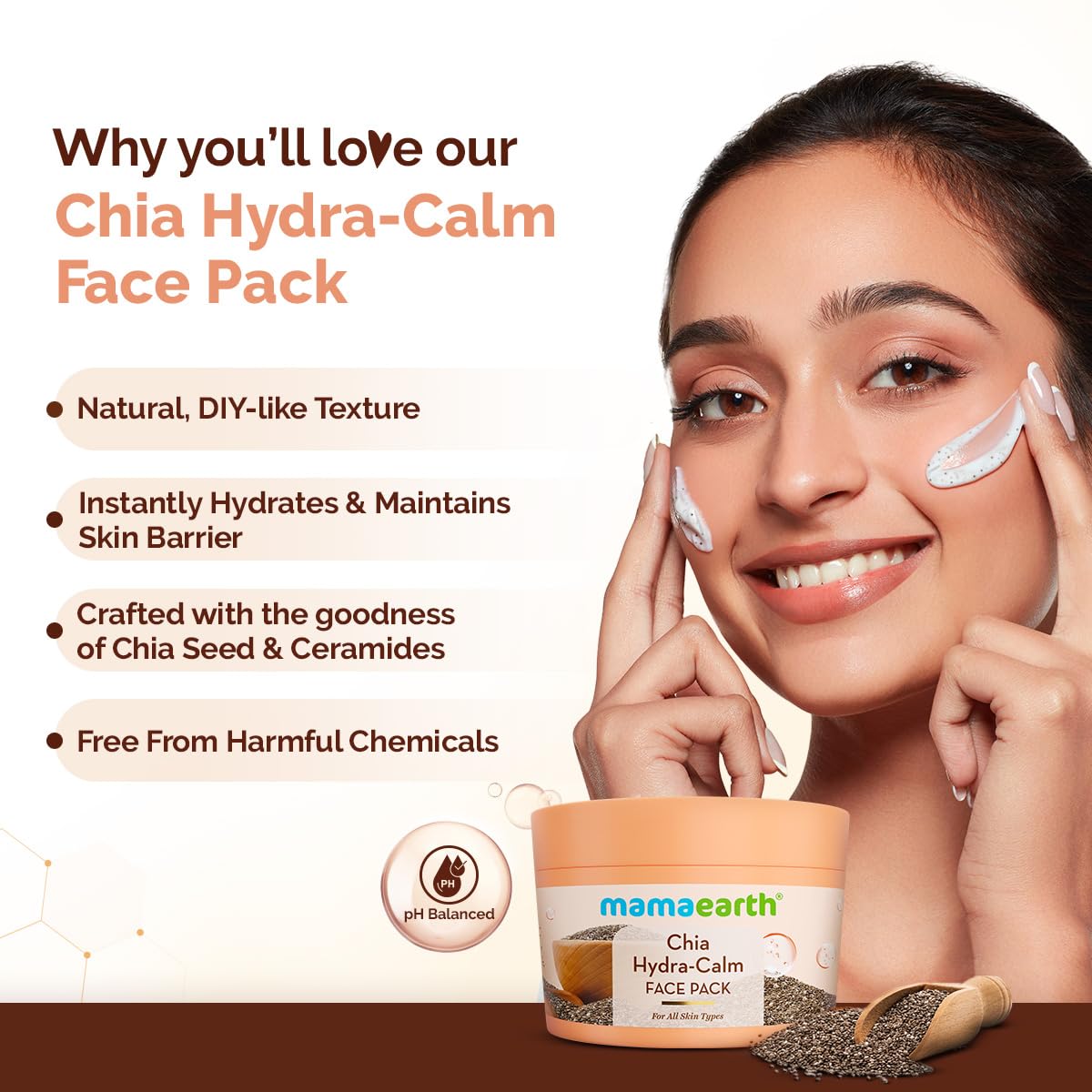 Chia Hydra-Calm Face Pack With Chia Seed & Ceramides For Healthy Skin Barrier-200G - Image 3